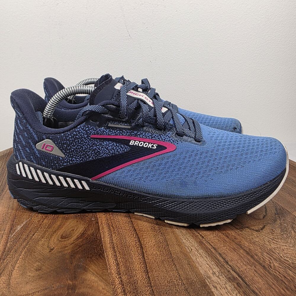 Brooks Launch 10 Peacoat Pink Glow Womens Blue Size 8 Running Shoes 1203981B441